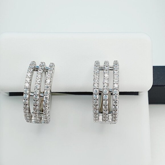 "925 Sterling Silver Cubic Zirconia Earrings, UU1P6A6155 - Picture 1 of 11